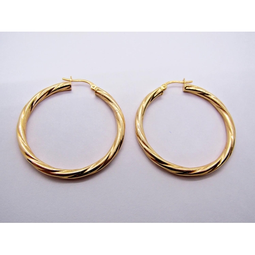 1400 - Two pairs of 9ct hoop earrings, 3.6g total