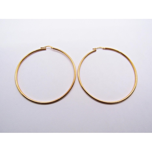 1401 - Large pair of 9ct hoop earrings, 2.5g