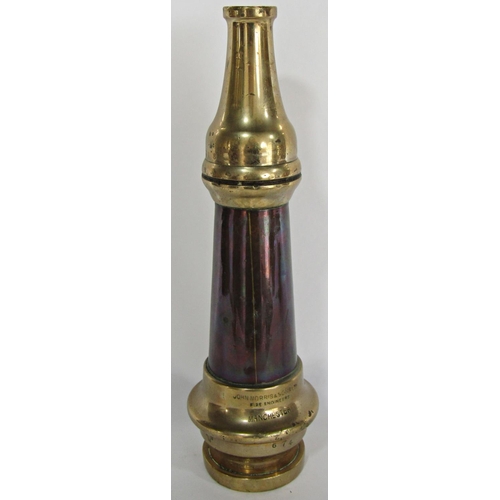 1752 - A miniature brass barrelled and cast iron field canon, a fireman's copper and brass hose nozzle, a s... 