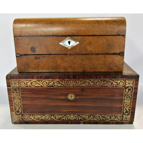 1756 - A 19th century walnut writing slope with a fitted interior and fold out front together with a  19th ... 