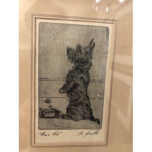 147 - Four prints of Scottish terriers: James Arden Grant (1887-1974) 'Aberdeen Terrier' drypoint etching,... 