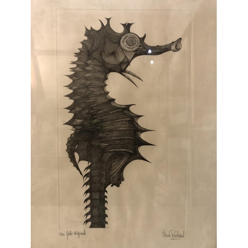 161 - Claude Piechaud (20th Century) - Seahorse, etching, signed and inscribed 'eau forte original' in pen... 