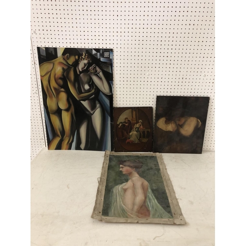 170 - Four artworks to include: Two c.18th century oil paintings on board, largest: 30 x 35 cm; After Tama... 