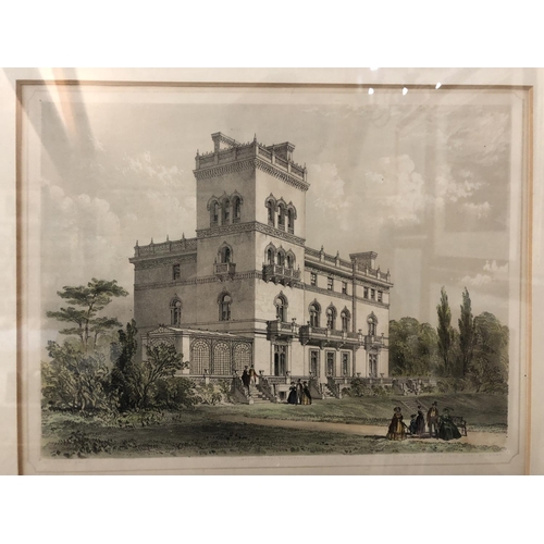 172 - Four framed prints: Joseph Nash, View of the Wollaton Hall, with a gardener cleaning by a fountain i... 