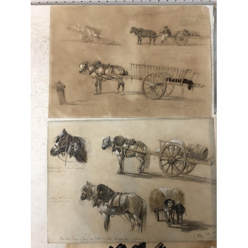 173A - Collection of watercolour and pencil studies (19th/20th century) - two sheets containing sketches of... 