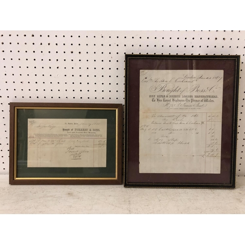 174A - Two 19th century receipts from Forrest & Co. and Boss & Co. gun manufacturers, largest: 21 x 26 cm, ... 