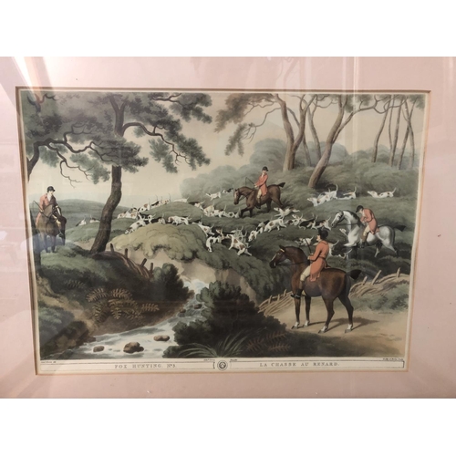 186A - After Godby & Merke - Pair of gilt framed hunting prints: 'Stag Hunting 2, La Chasse Au Cerf', and '... 