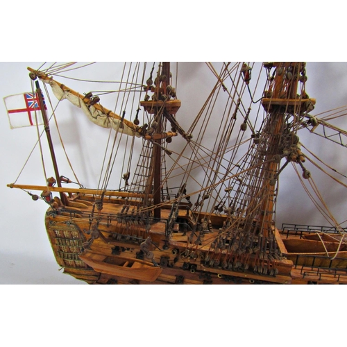 1817 - A good and fully rigged model of HMS Victory, 80cm in length x 56cm high