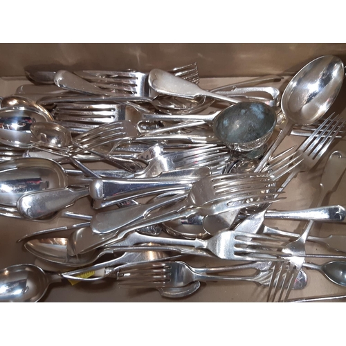 1204 - A large selection of loose silver plated flatware, bowls, dishes etc