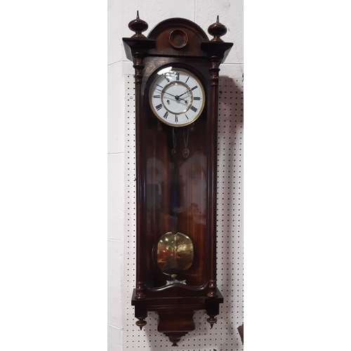 1511 - 19th century Vienna wall clock with weight driven two train movement within a decorative case