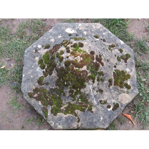 2051 - A pair of 19th century pier caps of domed and tapered octagonal form, approx 70 cm diameter x 30 cm ... 