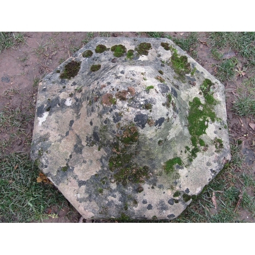 2051 - A pair of 19th century pier caps of domed and tapered octagonal form, approx 70 cm diameter x 30 cm ... 