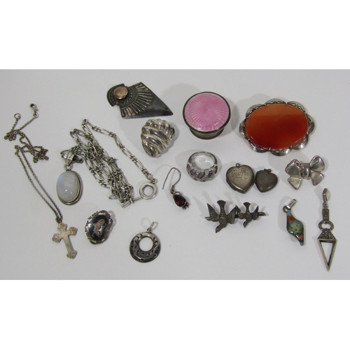 1453 - Mixed collection of silver jewellery, costume jewellery, loose stones, etc