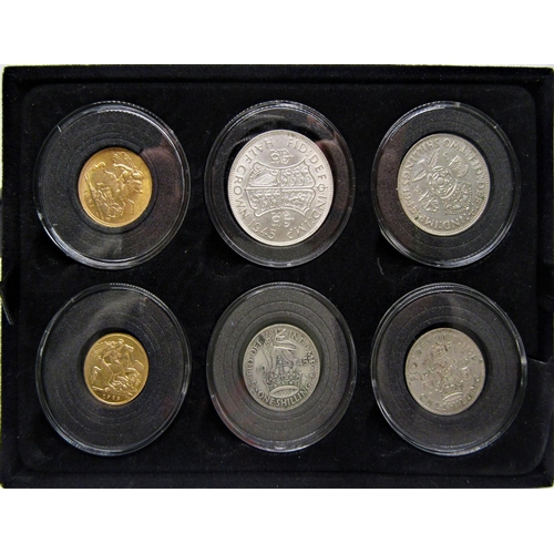 473 - V E Day 75th Anniversary coin set, 1921 Sovereign, 1925 half Sovereign, nine further coins, half cro... 