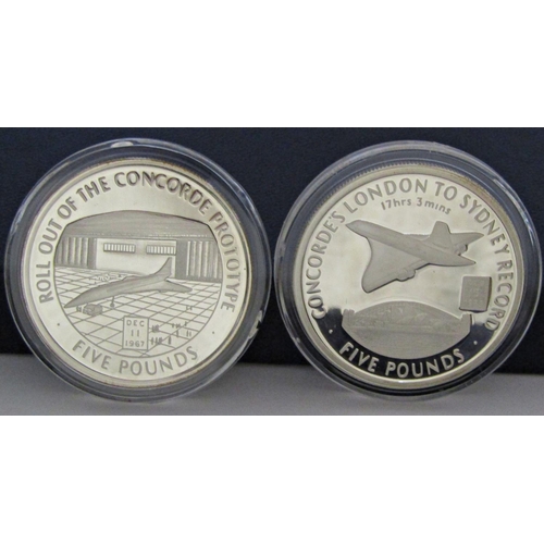 487 - Concorde Milestones 12 proof £5 coins, with certificate number 0511/10,000, cased