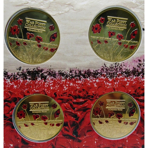 520 - Centenary of the First World War 6 medal commemorative set, The War Poppy collection by Jacqueline H... 