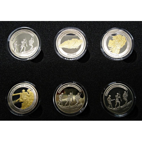 520 - Centenary of the First World War 6 medal commemorative set, The War Poppy collection by Jacqueline H... 