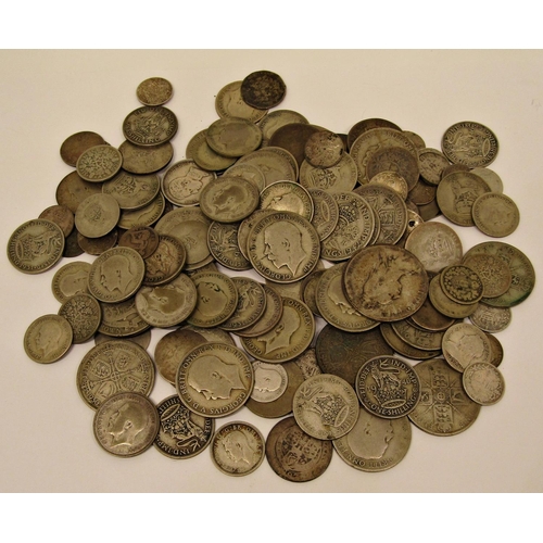 533 - Collection of English silver currency pre 1947 post 1920, 570 grams and pre 1920 including Victorian... 