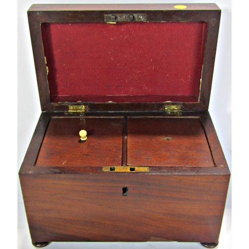 1775 - 19th century mahogany tea caddy (af)and a silver mounted wooden photo frame.