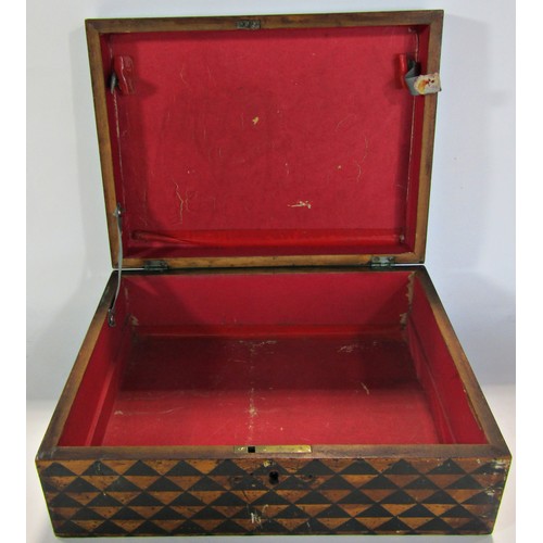 1820 - A 19th century Chinese design box with black and gold lacquered finish, a burgundy red leather bound... 