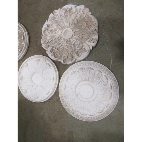 2160 - Seven moulded plaster ceiling roses, varying size and design