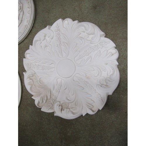 2160 - Seven moulded plaster ceiling roses, varying size and design