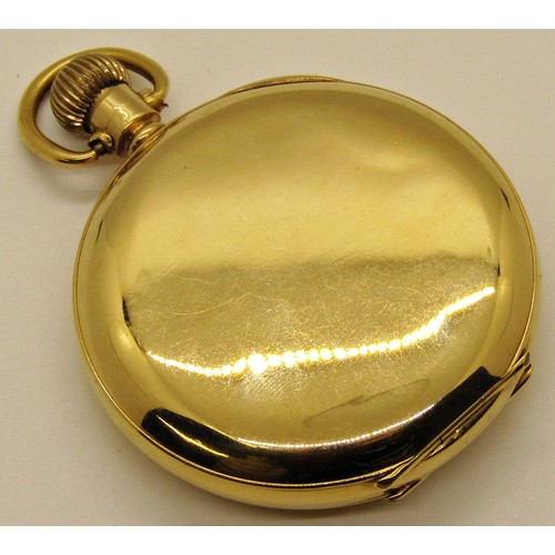 1479 - Bravington Renown gents half hunter pocket watch with 18ct gold case including dust plate, Chester 1... 