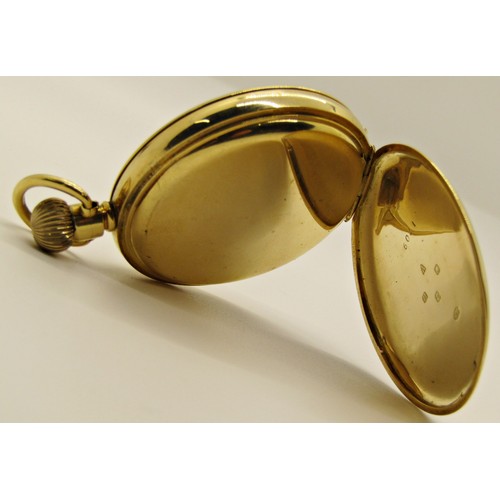 1479 - Bravington Renown gents half hunter pocket watch with 18ct gold case including dust plate, Chester 1... 