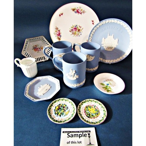 1110 - A large collection of Wedgwood Jasperware including several one pint tankards from the 70s/80s perio... 