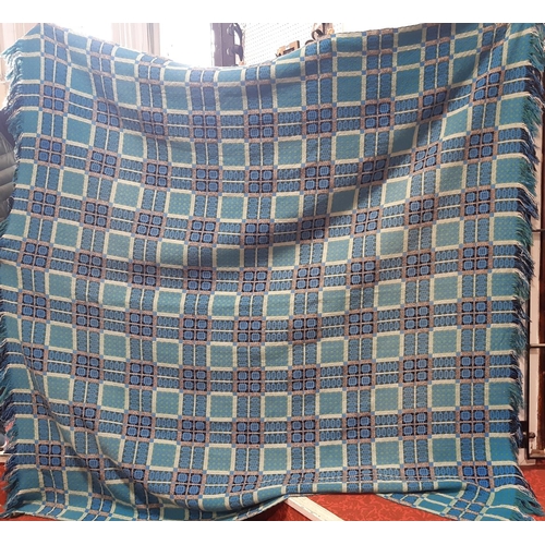 1582 - Good quality Welsh blanket with reversible double weave, in blue, green, white and black colours, 2.... 