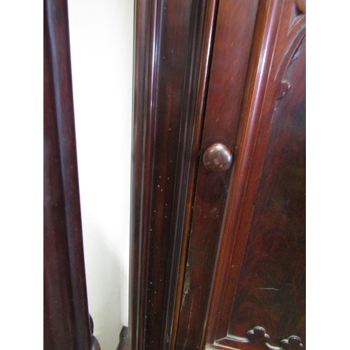 2675 - A most unusual Victorian gothic longcase clock, the case supported by four columns, the trunk with l... 