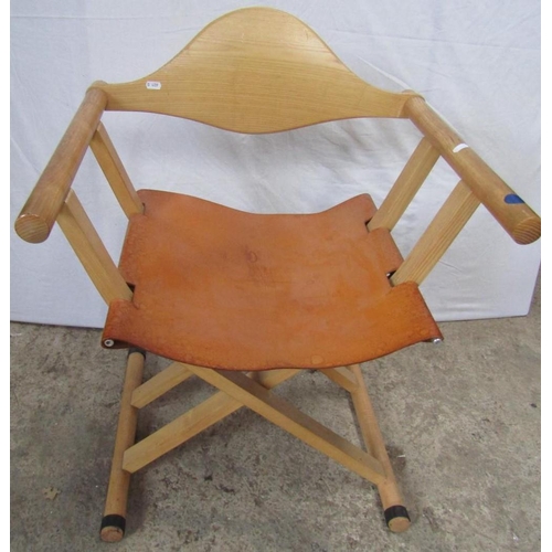 220 - DAVID COLWELL: A “C2” DIRECTORS CHAIR, with tan leather seat, 79.5cm H x 49cm D x 60cm L