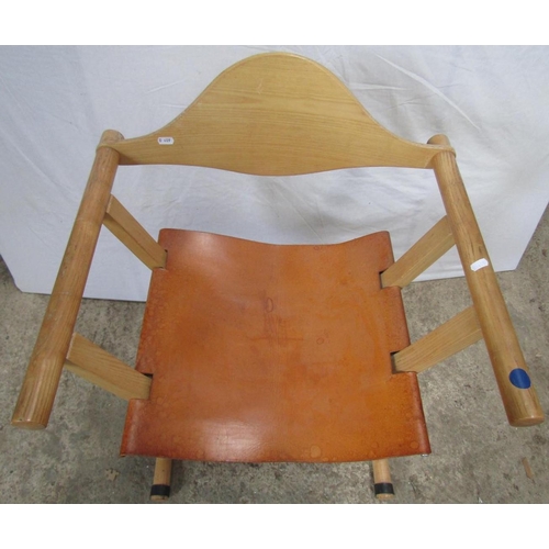 220 - DAVID COLWELL: A “C2” DIRECTORS CHAIR, with tan leather seat, 79.5cm H x 49cm D x 60cm L