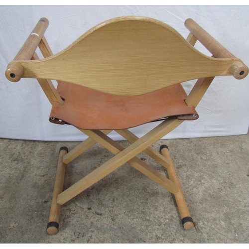 220 - DAVID COLWELL: A “C2” DIRECTORS CHAIR, with tan leather seat, 79.5cm H x 49cm D x 60cm L