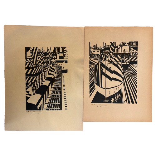 205 - Earl Marshawn Washington (American, b.1962) - Two woodblock prints: signed and dated '1926' and '192... 