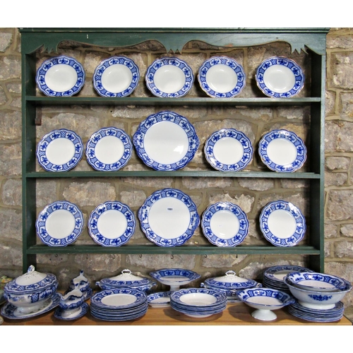 1001 - A substantial Victorian dinner service in a blue and white colourway by WH Grindley, Melbourne patte... 