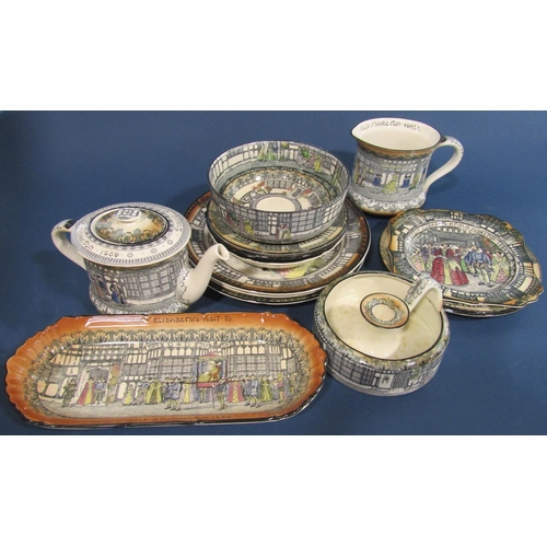 1013 - A collection of Royal Doulton old Moreton ware commemorating the visit of Elizabeth I in 1589 compri... 