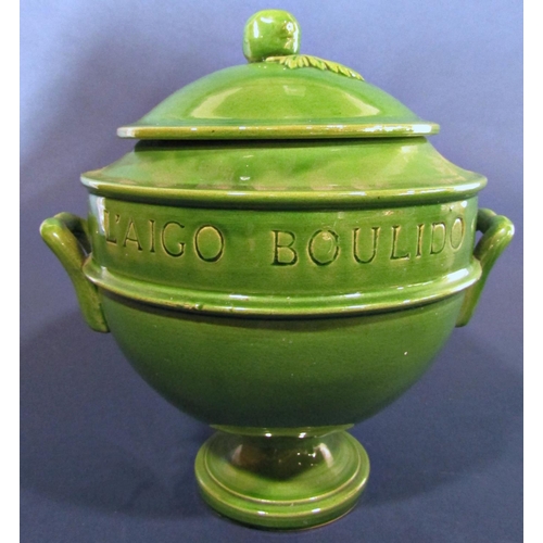 1030 - A collection of continental green glazed kitchen ware comprising a large tureen and cover, Cafe, Sel... 