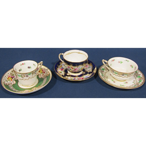 1038 - A collection of 19th century cabinet cups and saucers - English, all with hand painted detail, mainl... 