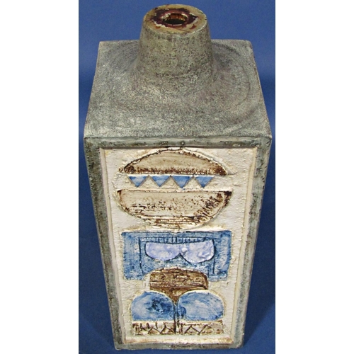 1041 - A Troika pottery table lamp of square cut form with incised geometric detail, 3cm high