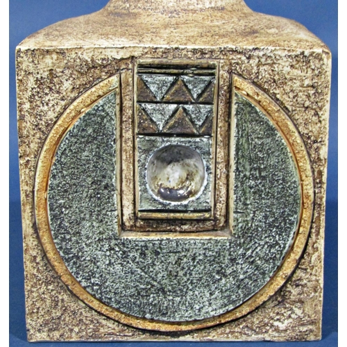 1042 - A Troika table lamp of square cut form with incised geometric detail, 19cm high