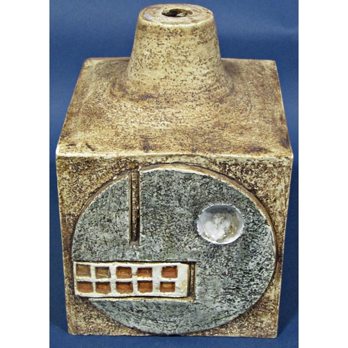 1042 - A Troika table lamp of square cut form with incised geometric detail, 19cm high