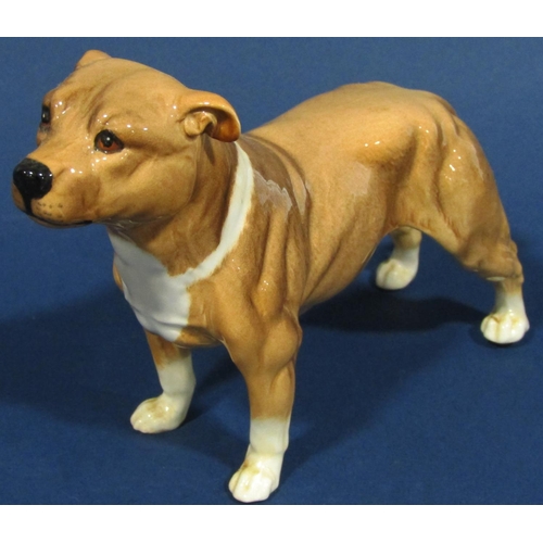 1077 - Three Beswick dogs, Staffordshire Bull Terrier, Airedale and a Retriever (Airedale af)