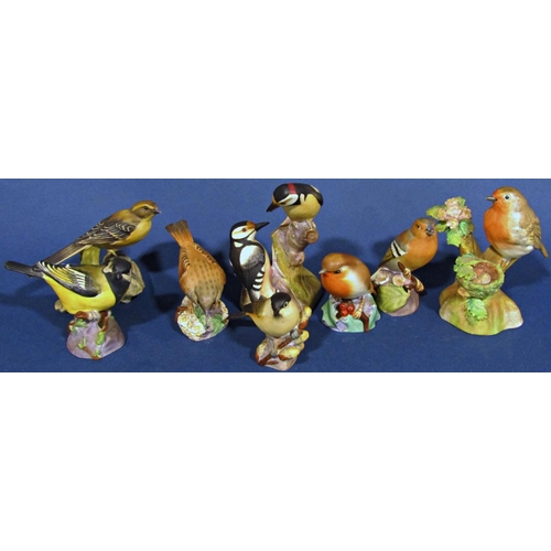 1078 - Seven Royal Worcester and Crown Staffordshire and other models of hedgerow birds, a Royal Doulton fi... 