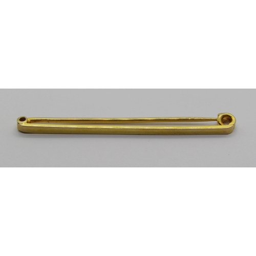 1299 - 9ct tie pin, maker 'M&M', 3.2g