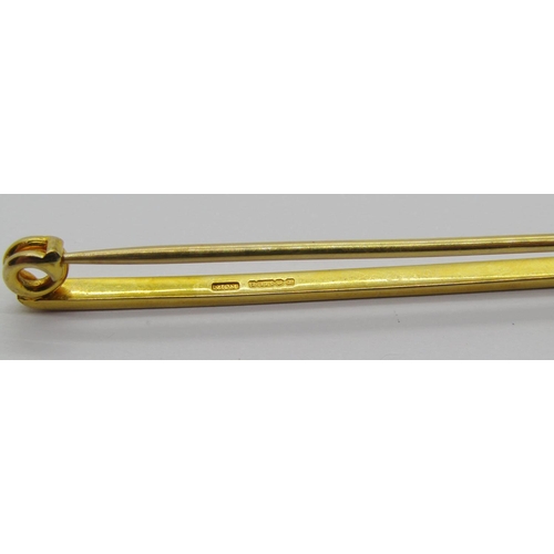 1299 - 9ct tie pin, maker 'M&M', 3.2g