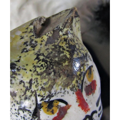 1048 - A pair of continental majolica cats, one holding a rat, three further pairs of 19th century Stafford... 