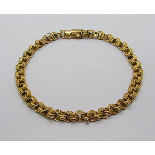 1327 - Substantial 15ct fancy link collar necklace, 55.7g