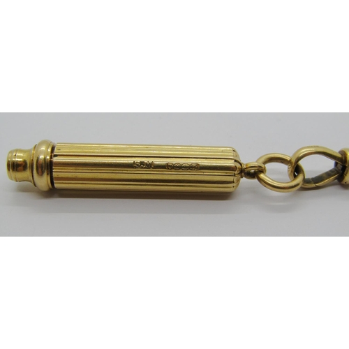 1333 - Antique 18ct propelling pencil by Sampson Mordan & Co, with associated 18ct Albert clasp, 15.1g gros... 