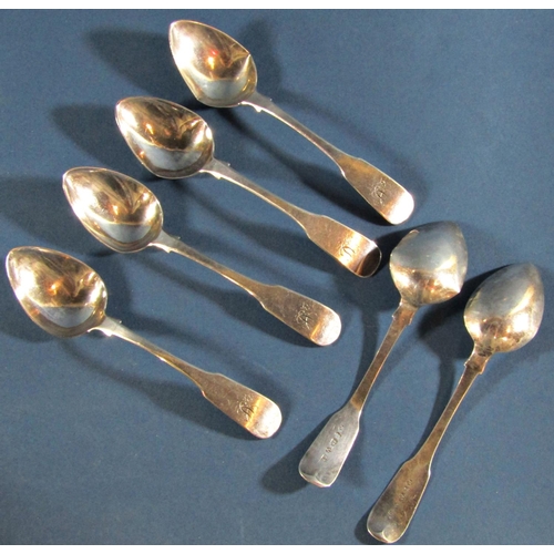 1227 - Six Georgian silver teaspoons, Newcastle 1824, maker Reid & Son, 2.9oz approx